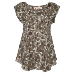 Marni Top senza maniche in cotone stampato marrone M.