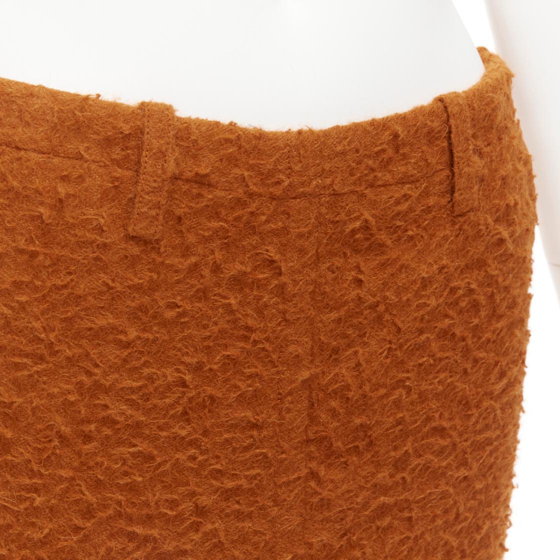 MARNI brown textured alpaca silk pocketed front slit pencil skirt IT38 XS For Sale 2