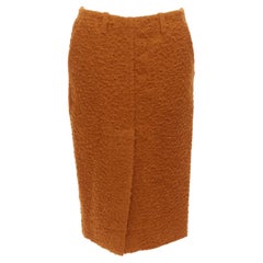 MARNI brown textured alpaca silk pocketed front slit pencil skirt IT38 XS