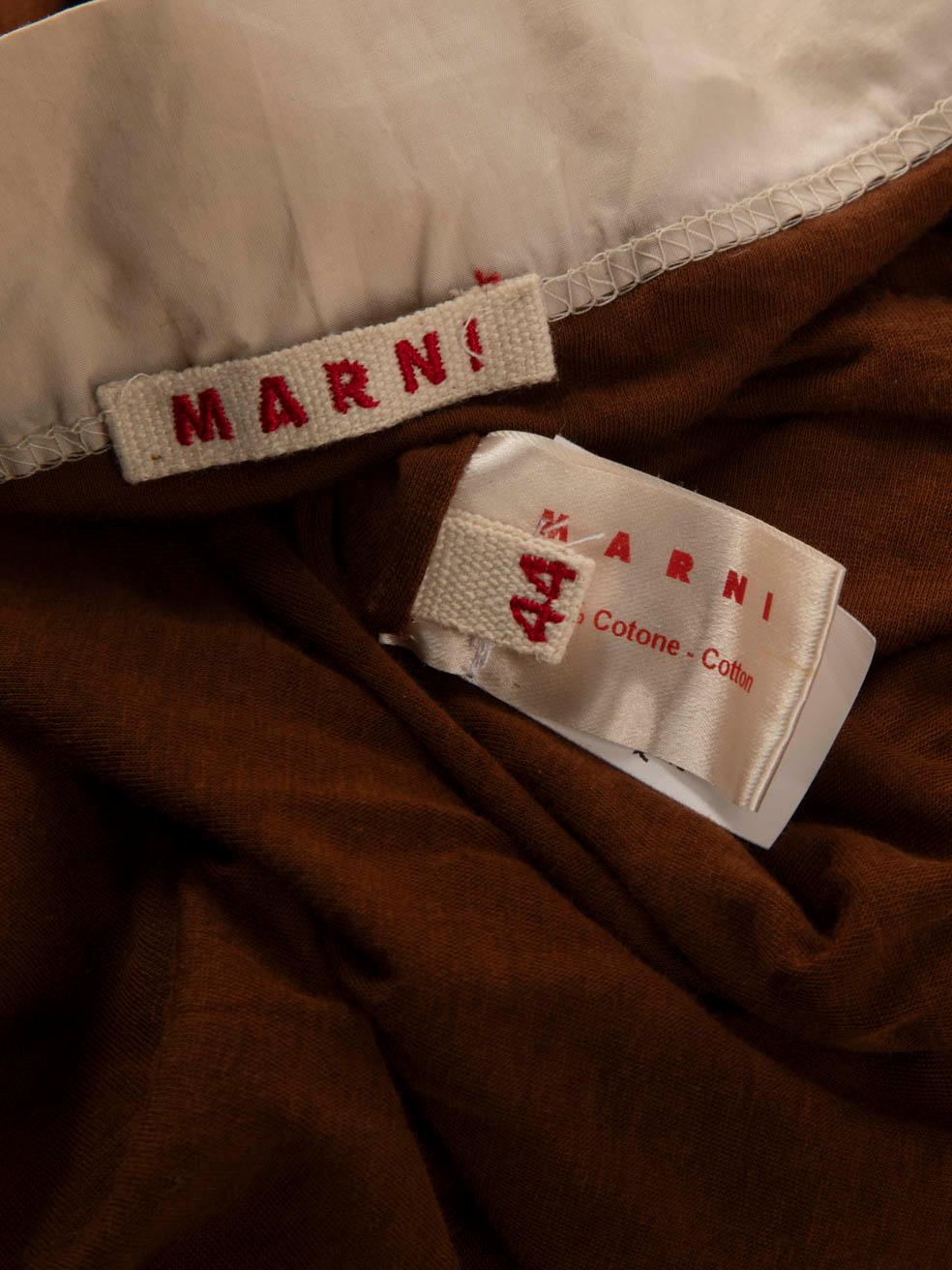 Marni Braunes zweifarbiges Oberteil mit weitem Ausschnitt Größe L im Angebot 4