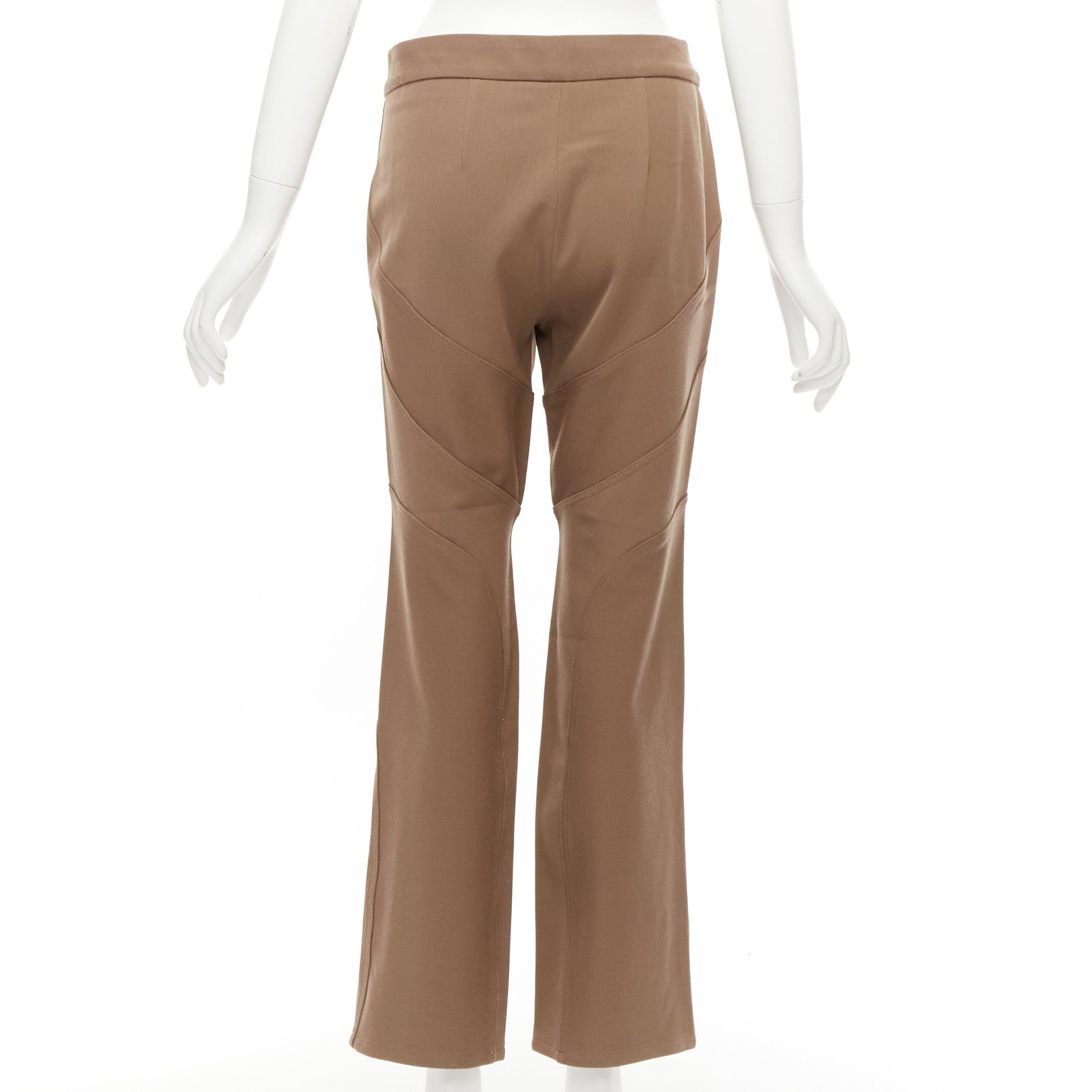 MARNI brown virgin wool blend curved panelled flared trousers IT38 XS In Excellent Condition For Sale In Hong Kong, NT