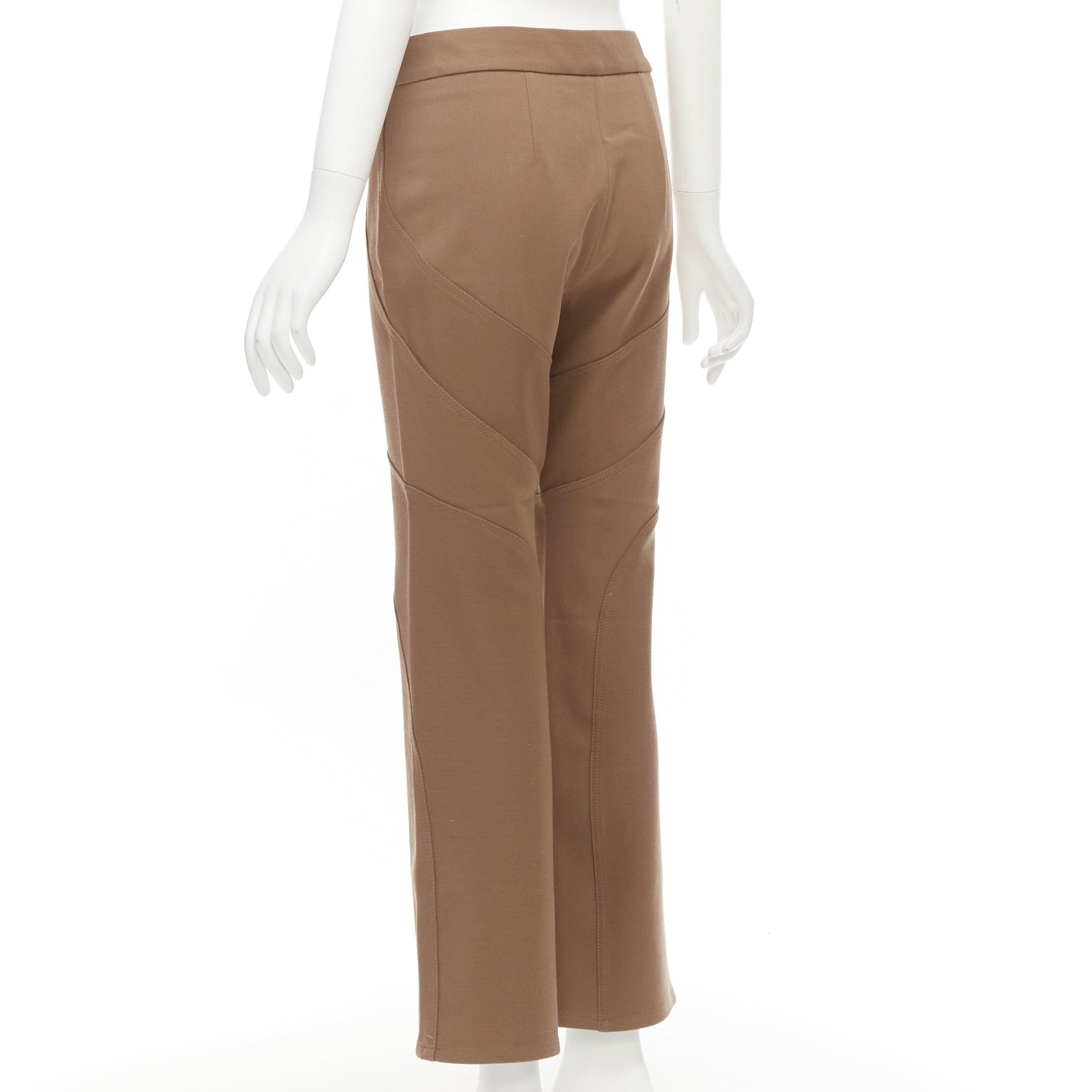 Women's MARNI brown virgin wool blend curved panelled flared trousers IT38 XS For Sale