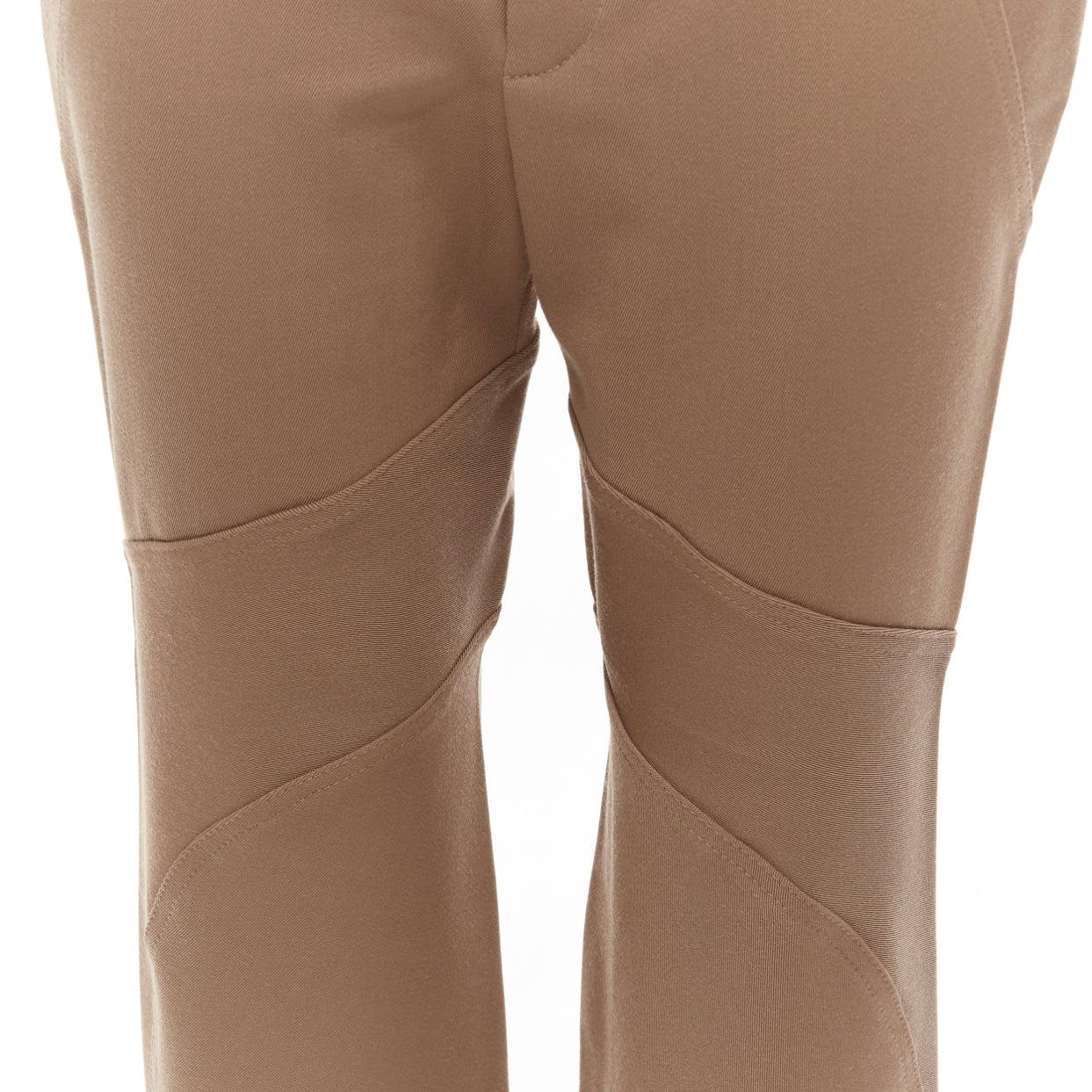 MARNI brown virgin wool blend curved panelled flared trousers IT38 XS For Sale 1