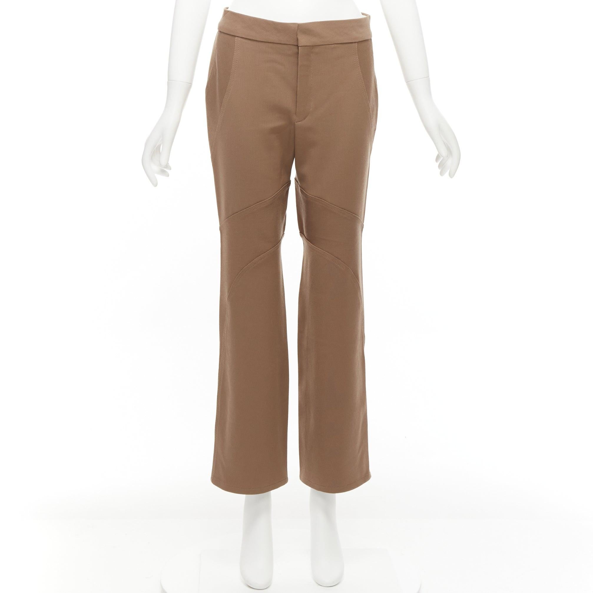 MARNI brown virgin wool blend curved panelled flared trousers IT38 XS For Sale 3
