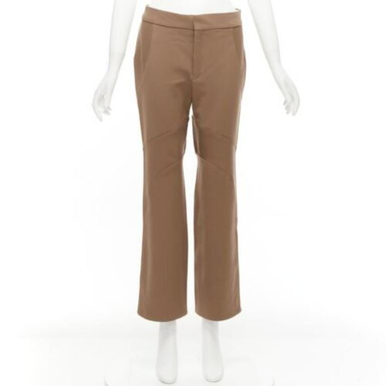 MARNI Pantalon évasé à pans incurvés en laine vierge mélangée, marron IT38 XS en vente 4