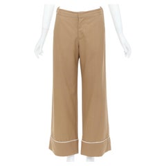 MARNI brown virgin wool contrast piping relaxed pajama trousers pants IT38 XS