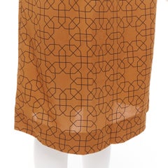 MARNI brown viscose black oriental geometric print knee length skirt IT40 S