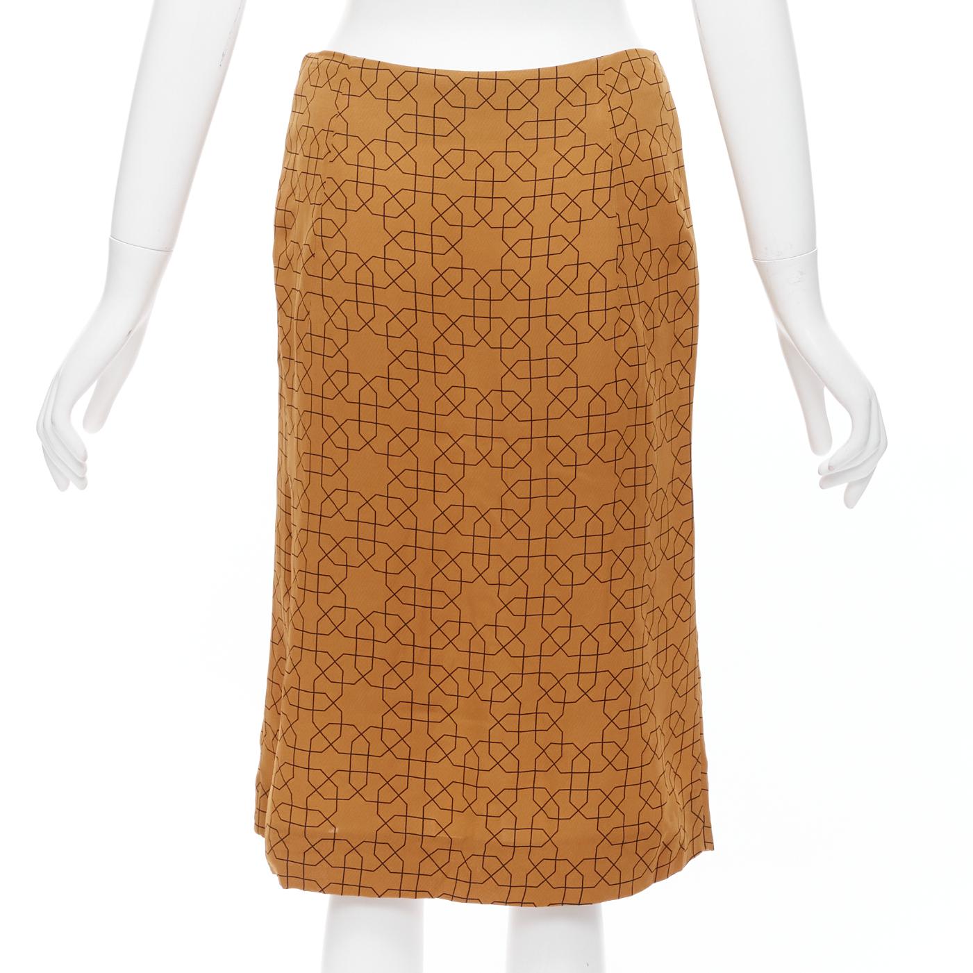 De las mujeres MARNI brown viscose black oriental geometric print knee length skirt IT40 S en venta