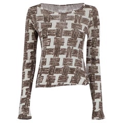 Marni Brown Weave Pattern Long-Sleeve Top Size XL