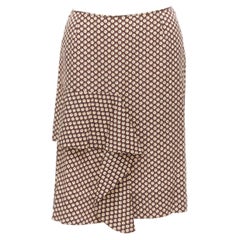 MARNI brown yellow floral silk blend ruffle drape front mid skirt IT40 S
