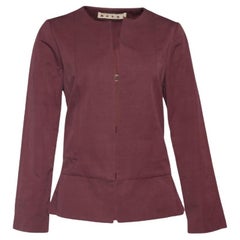 Marni - Giacca Peplum in cotone e lino bordeaux M.