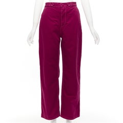 Marni, pantaloni a gamba larga in cotone e lino bordeaux con cintura in vita IT38 XS