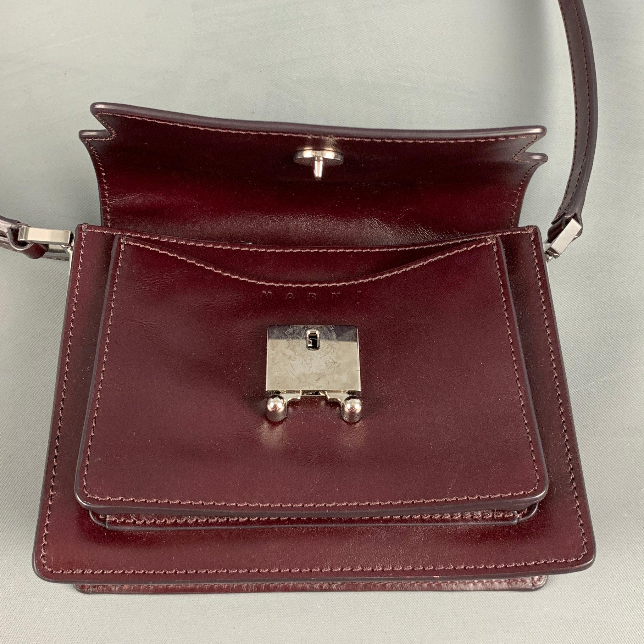 MARNI Burgundy Leather Cross Body Handbag 2