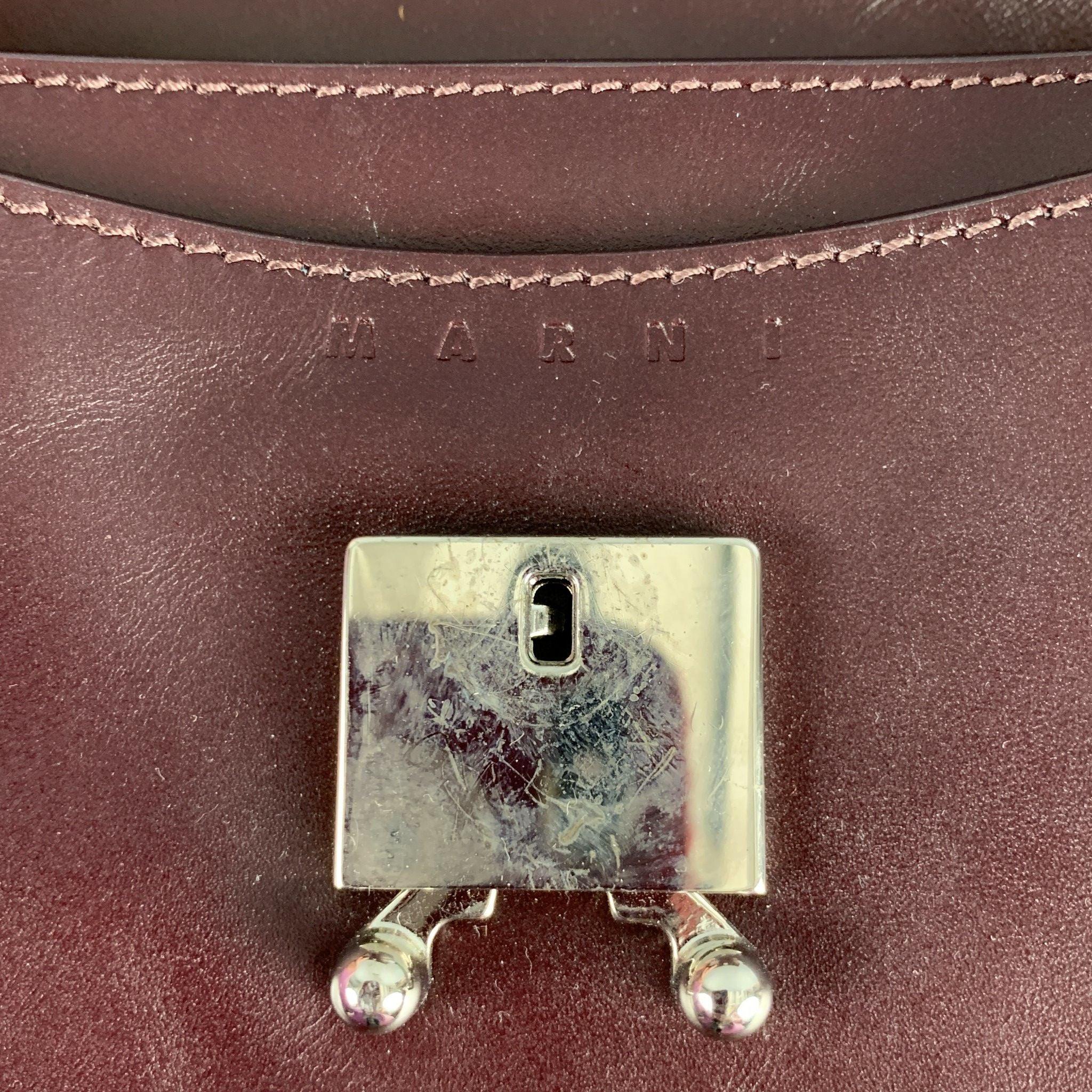 MARNI Burgundy Leather Cross Body Handbag 5