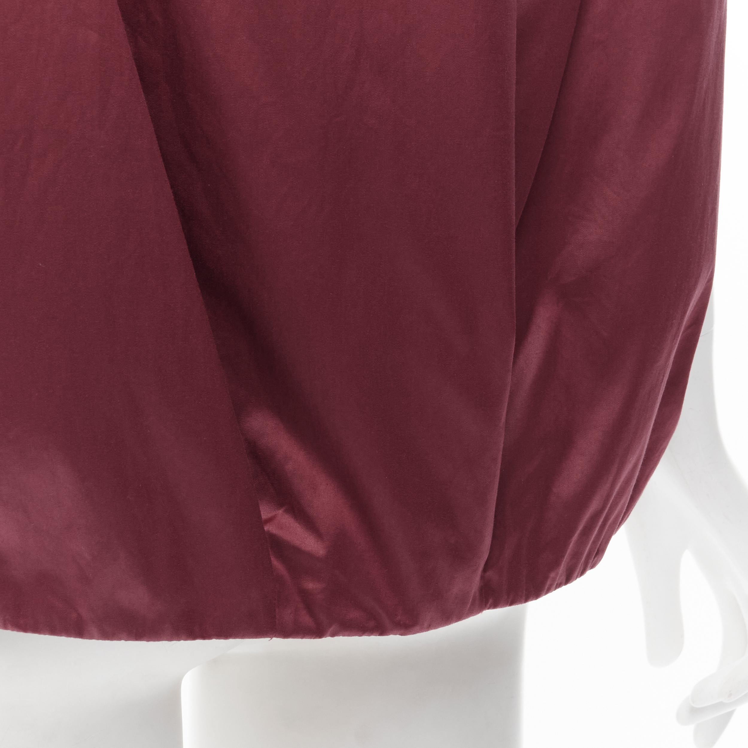 MARNI burgundy red cotton elasticated ruched cap sleeve boxy top IT38 XS For Sale 2