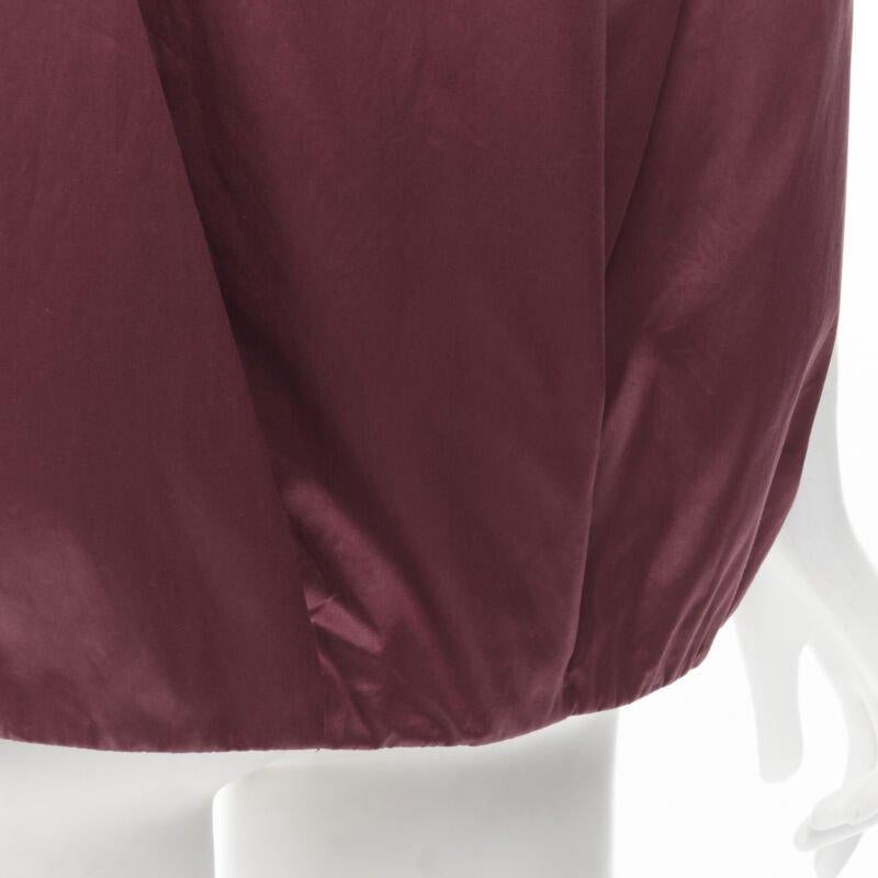 MARNI burgundy red cotton elasticated ruched cap sleeve boxy top IT38 XS For Sale 3