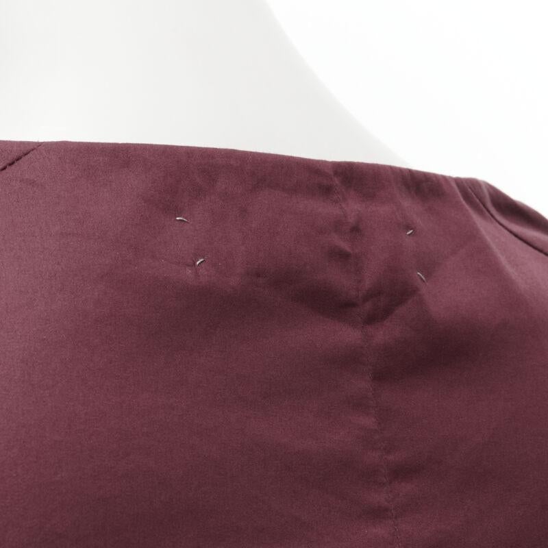 MARNI burgundy red cotton elasticated ruched cap sleeve boxy top IT38 XS For Sale 4