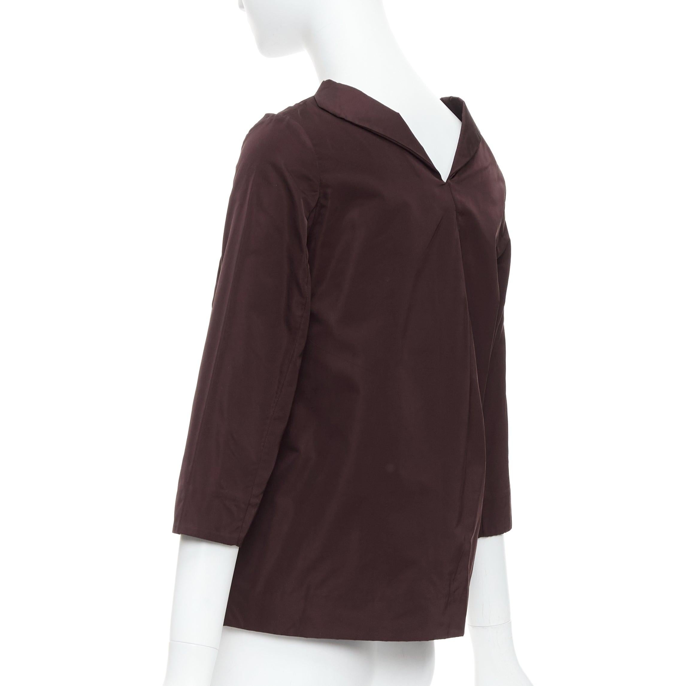 MARNI burgundy silk blend reverse dipped neckline cropped top IT38 XS 1