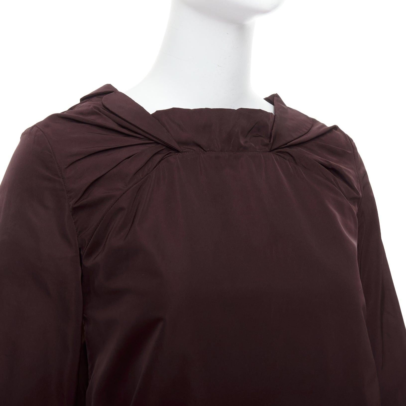MARNI burgundy silk blend reverse dipped neckline cropped top IT38 XS 2