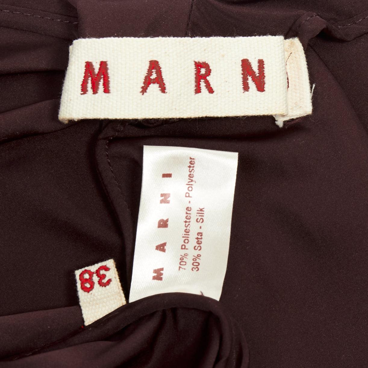 MARNI burgundy silk blend reverse dipped neckline cropped top IT38 XS 3