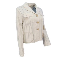 Marni by Consuelo Castiglioni SS-2003 Cotton Stripe Motif Cropped Jacket