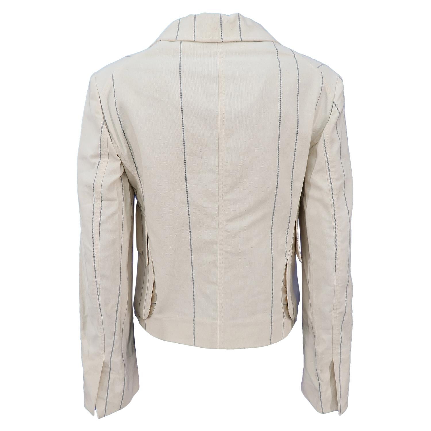 Gray Marni by Consuelo Castiglioni SS-2003 Cotton Stripe Motif Cropped Jacket