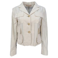 Marni by Consuelo Castiglioni SS-2003 Cotton Stripe Motif Cropped Jacket