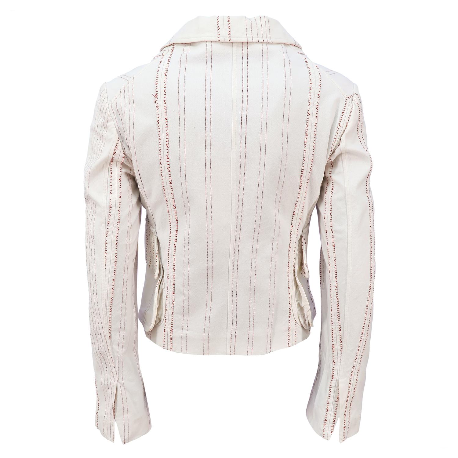 Gray Marni by Consuelo Castiglioni SS-2003 Embroidered Cotton Cropped Jacket