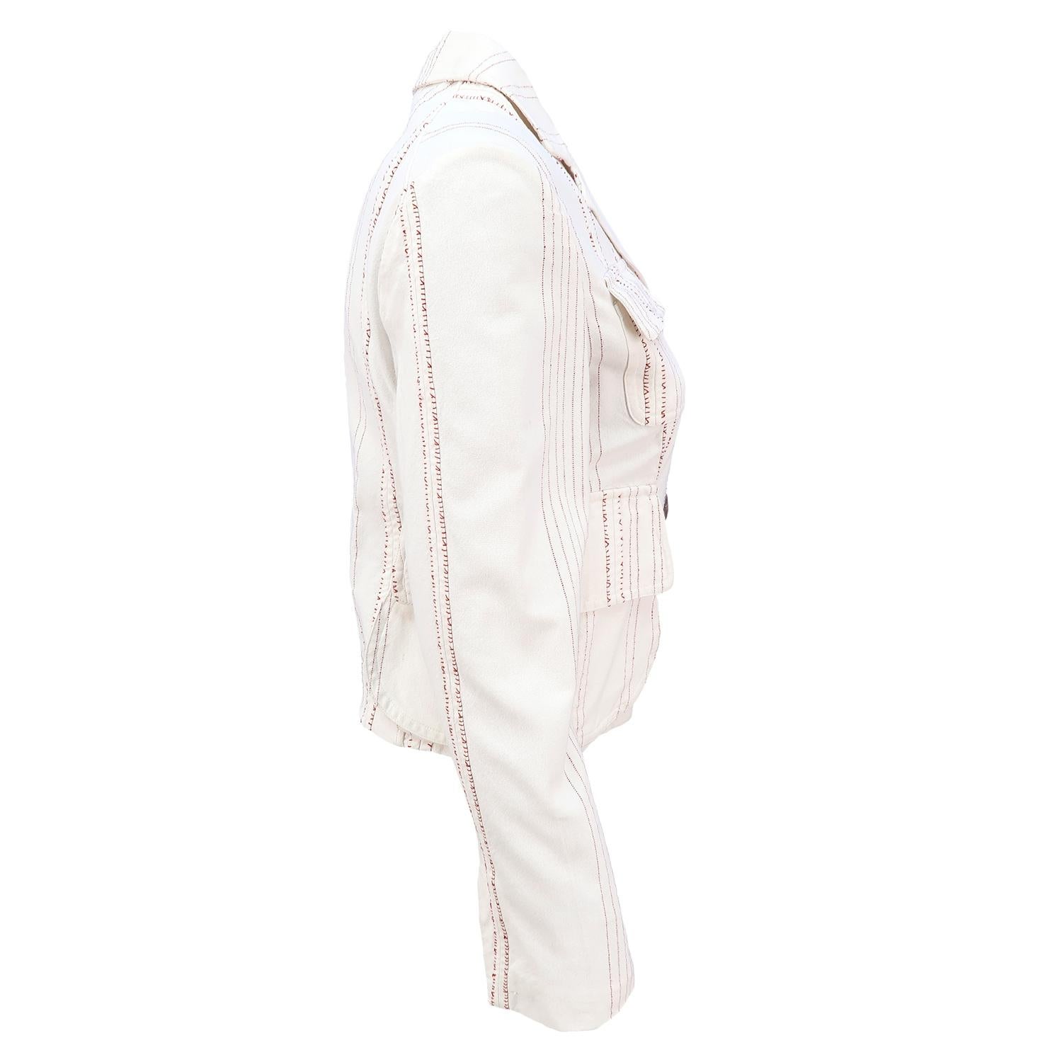 Marni by Consuelo Castiglioni SS-2003 Embroidered Cotton Cropped Jacket In Excellent Condition In Brussels, BE