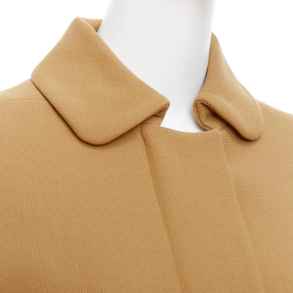 Marni cappotto in lana vergine cammello con maniche a sbuffo e zip, collo rotondo IT40 S in vendita 3
