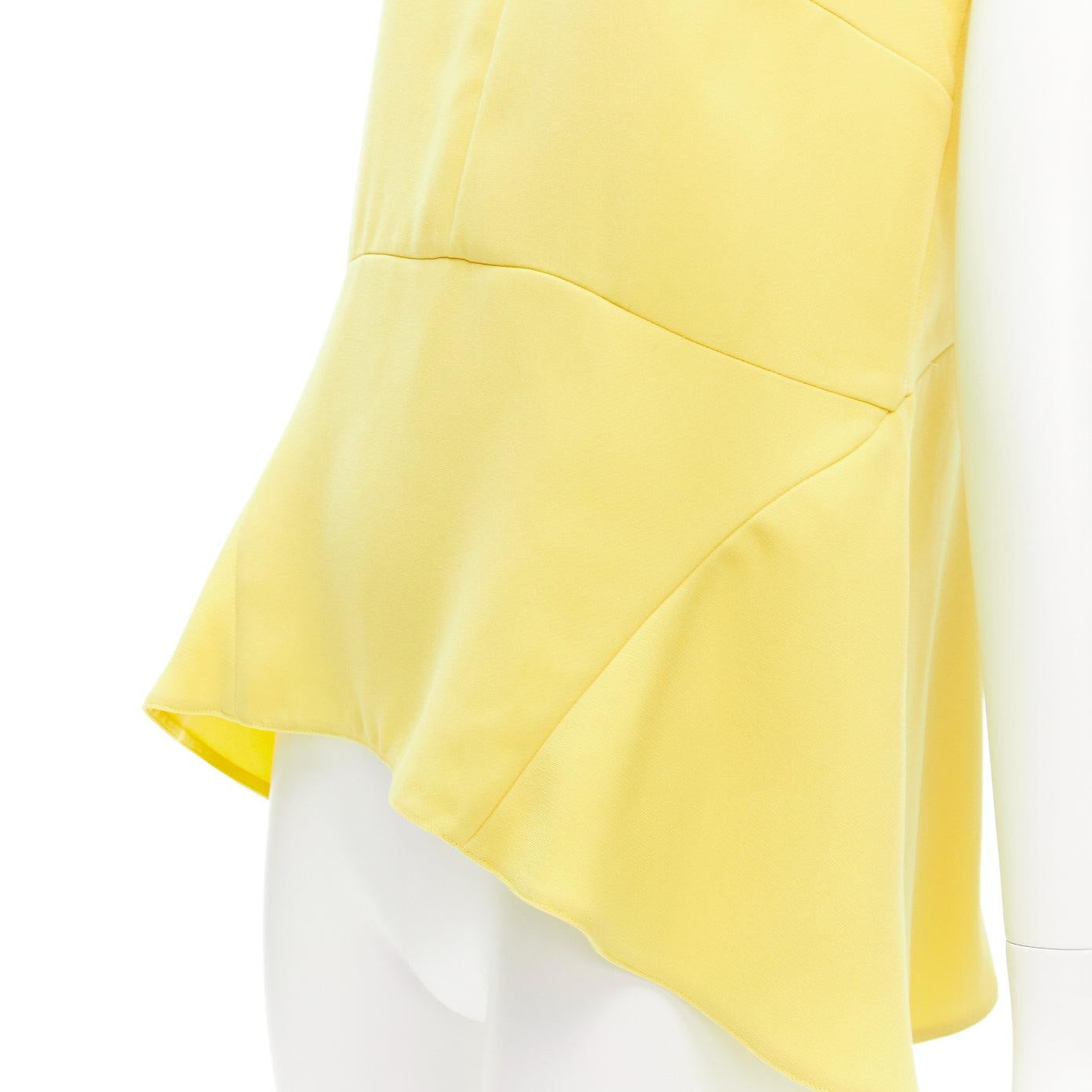 Yellow MARNI canary yellow darted high low peplum sleeveless top IT42 M For Sale