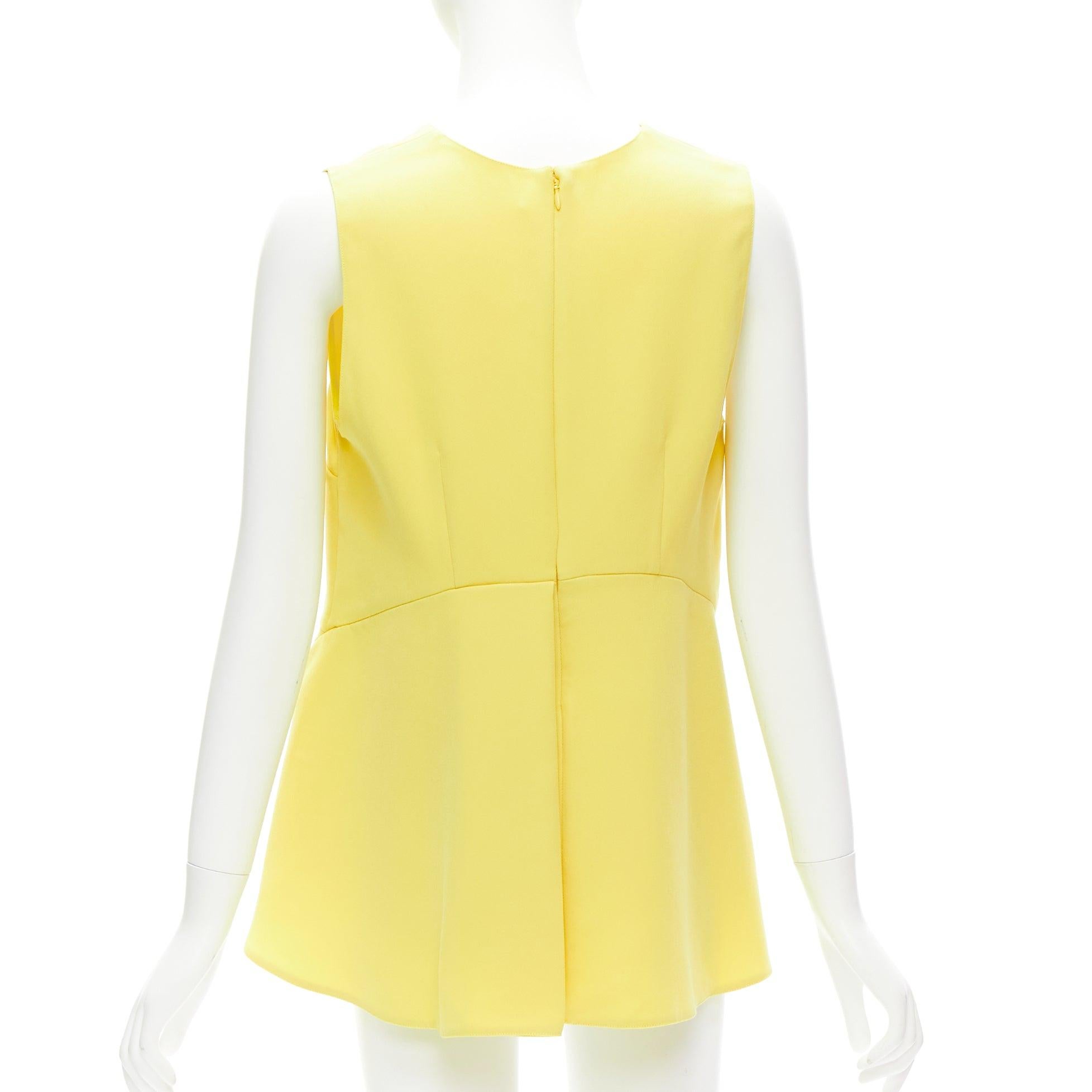 Women's MARNI canary yellow darted high low peplum sleeveless top IT42 M For Sale