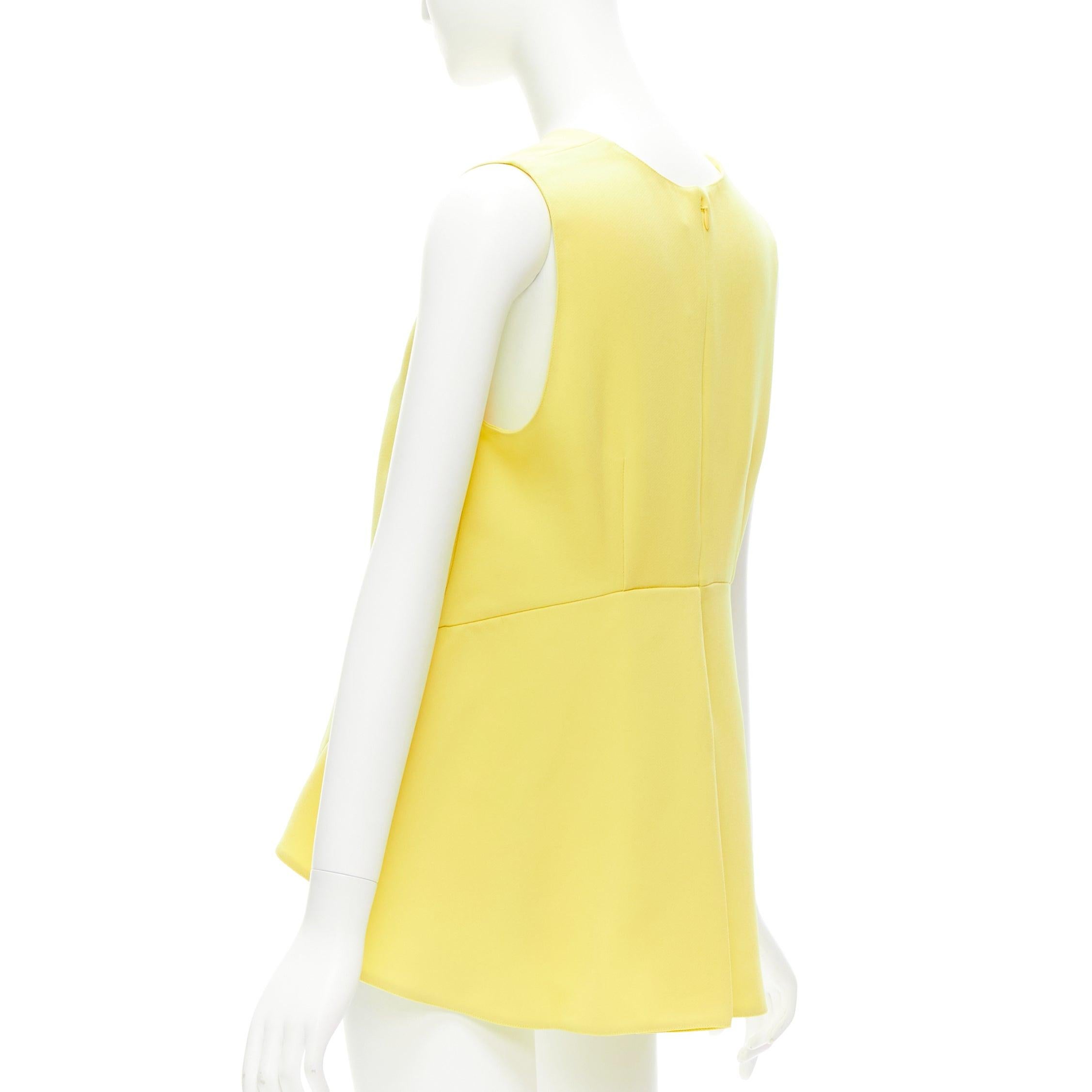 MARNI canary yellow darted high low peplum sleeveless top IT42 M For Sale 1