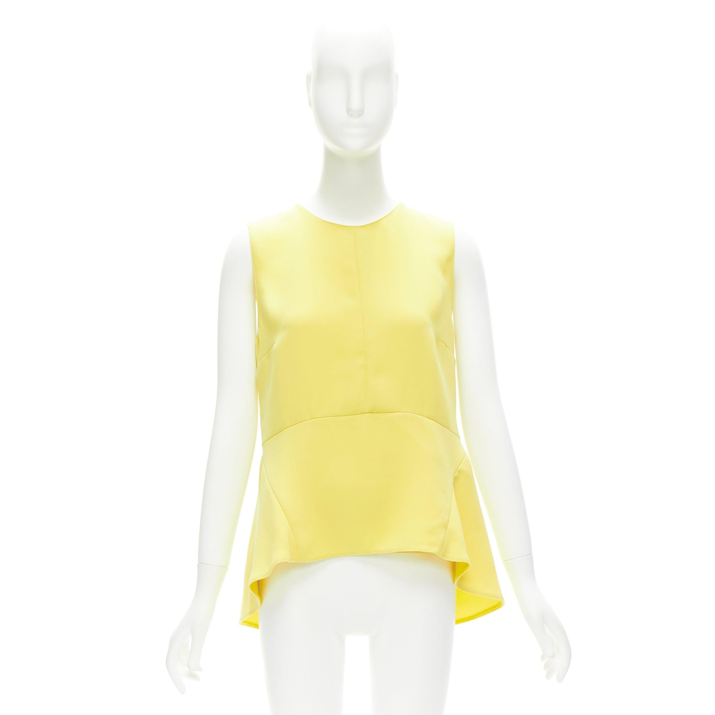 MARNI canary yellow darted high low peplum sleeveless top IT42 M For Sale 4