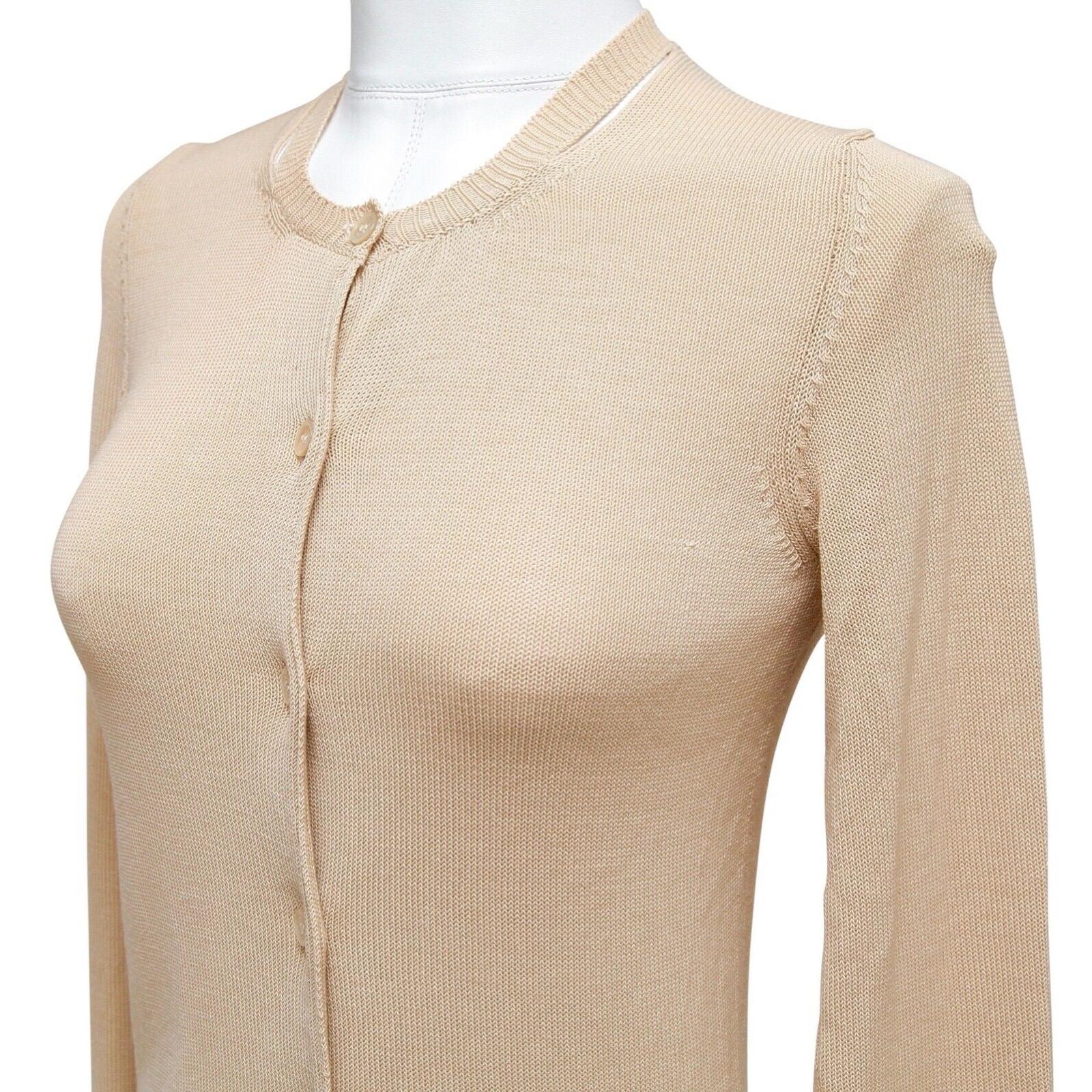 MARNI Beige Sweater Cardigan Knit Top Crewneck Long Sleeve Buttons Sz 38 In Good Condition In Hollywood, FL