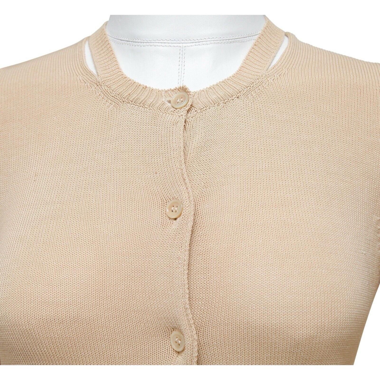 Women's MARNI Beige Sweater Cardigan Knit Top Crewneck Long Sleeve Buttons Sz 38