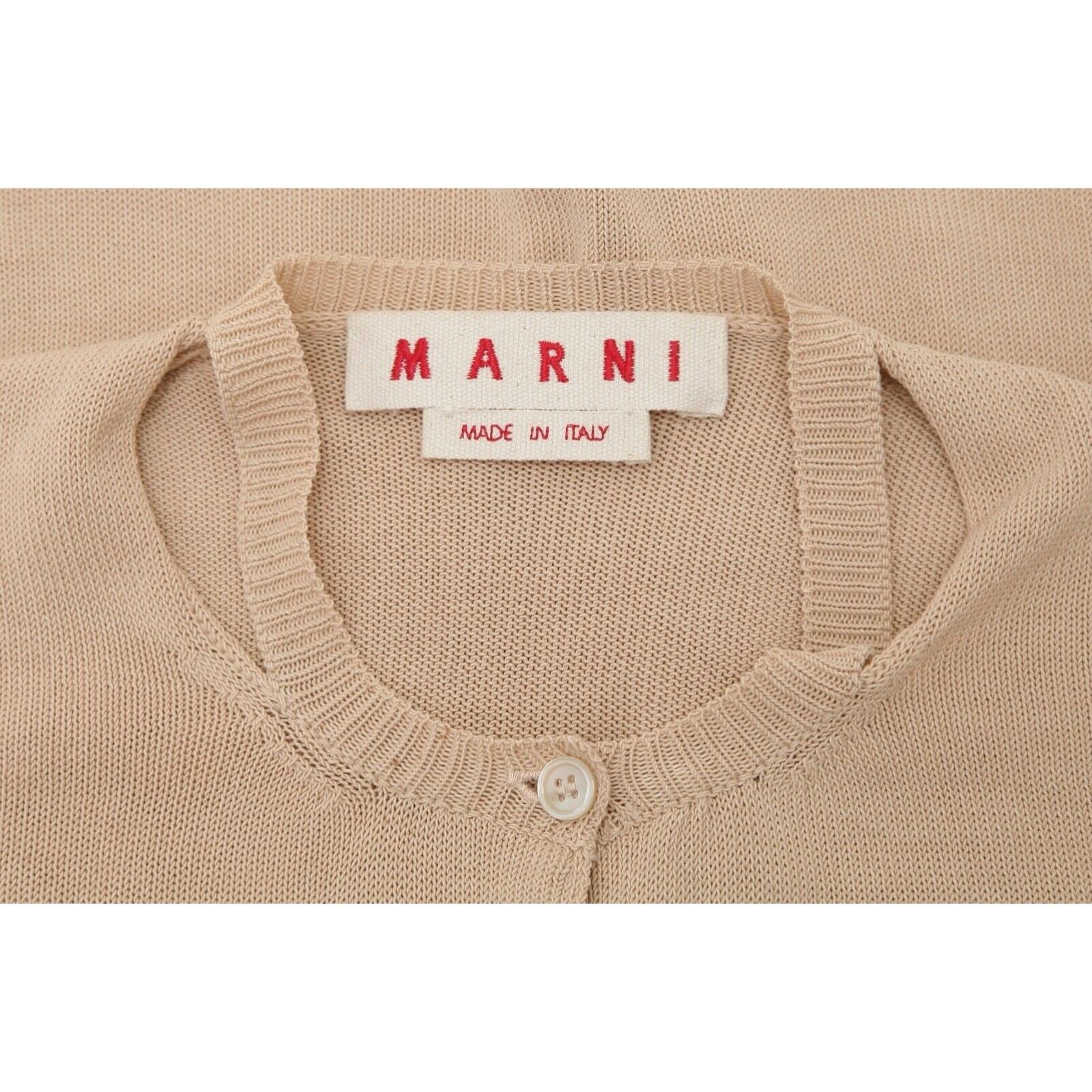 MARNI Beige Sweater Cardigan Knit Top Crewneck Long Sleeve Buttons Sz 38 3