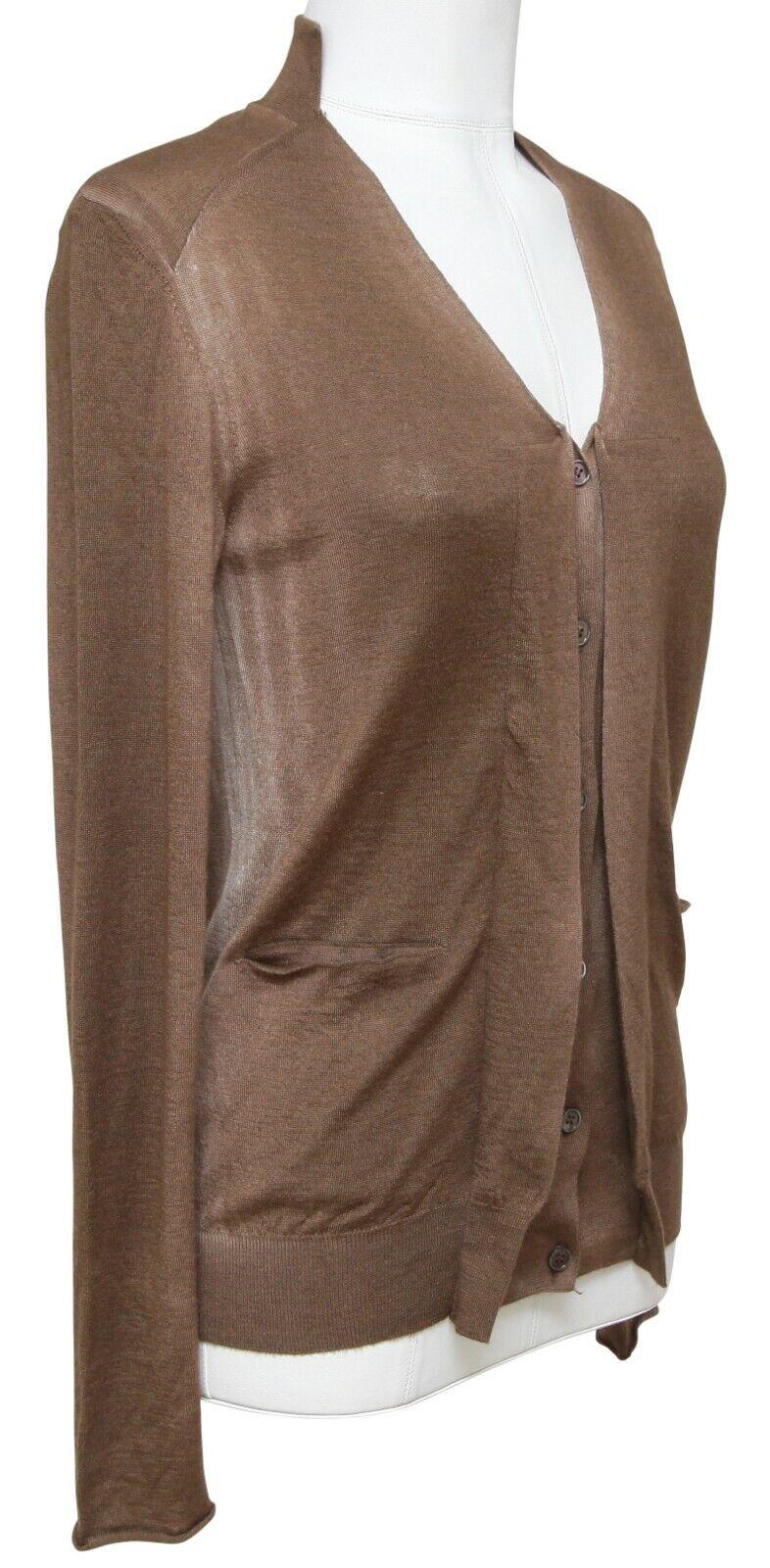 MARNI Sweater Cardigan Knit Top Brown Ombre Cashmere Silk V-Neck Long Sleeve 38 In Good Condition For Sale In Hollywood, FL