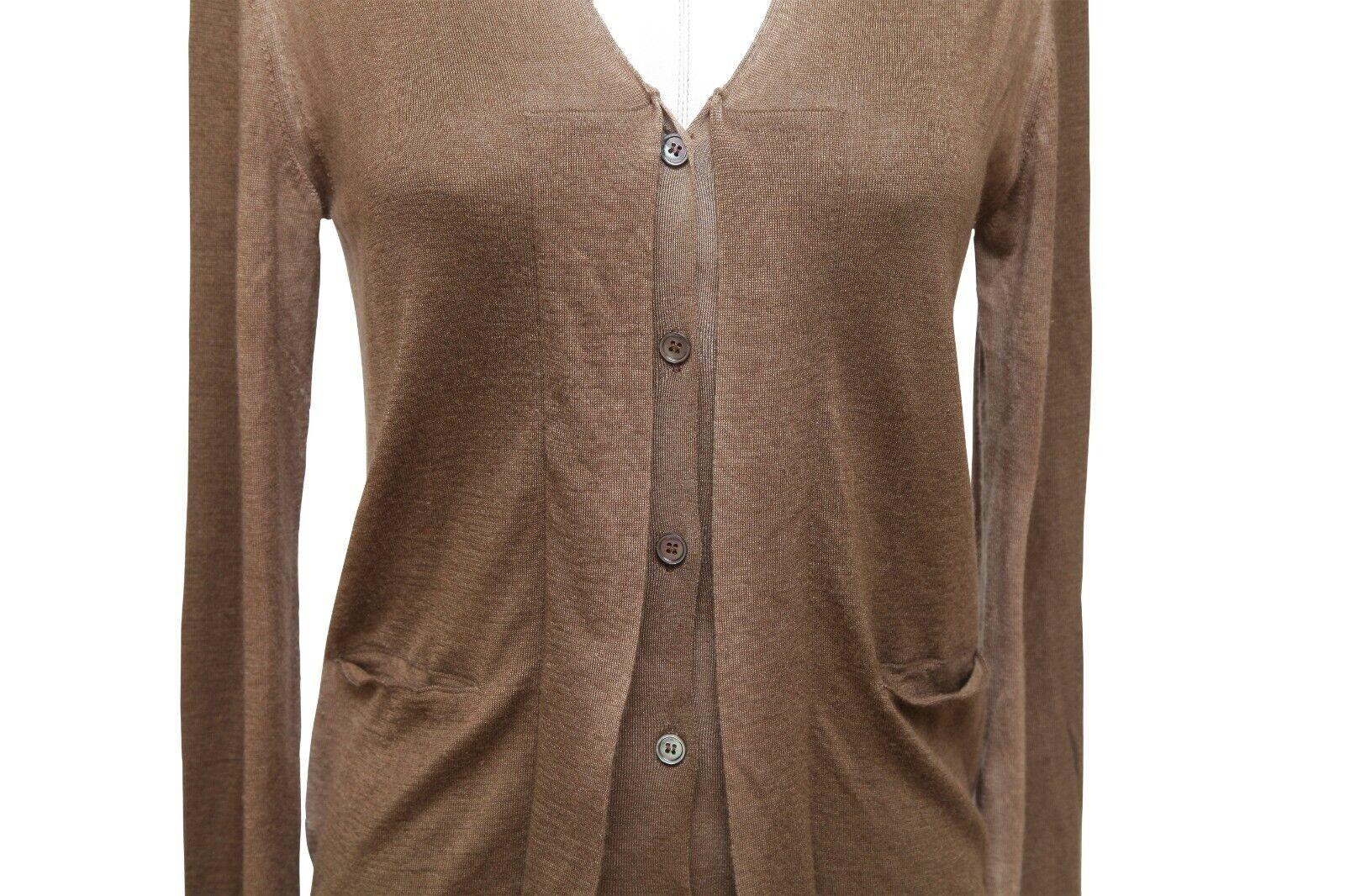 Women's MARNI Sweater Cardigan Knit Top Brown Ombre Cashmere Silk V-Neck Long Sleeve 38 For Sale