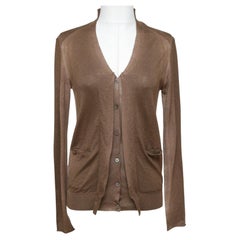 MARNI Sweater Cardigan Knit Top Brown Ombre Cashmere Silk V-Neck Long Sleeve 38