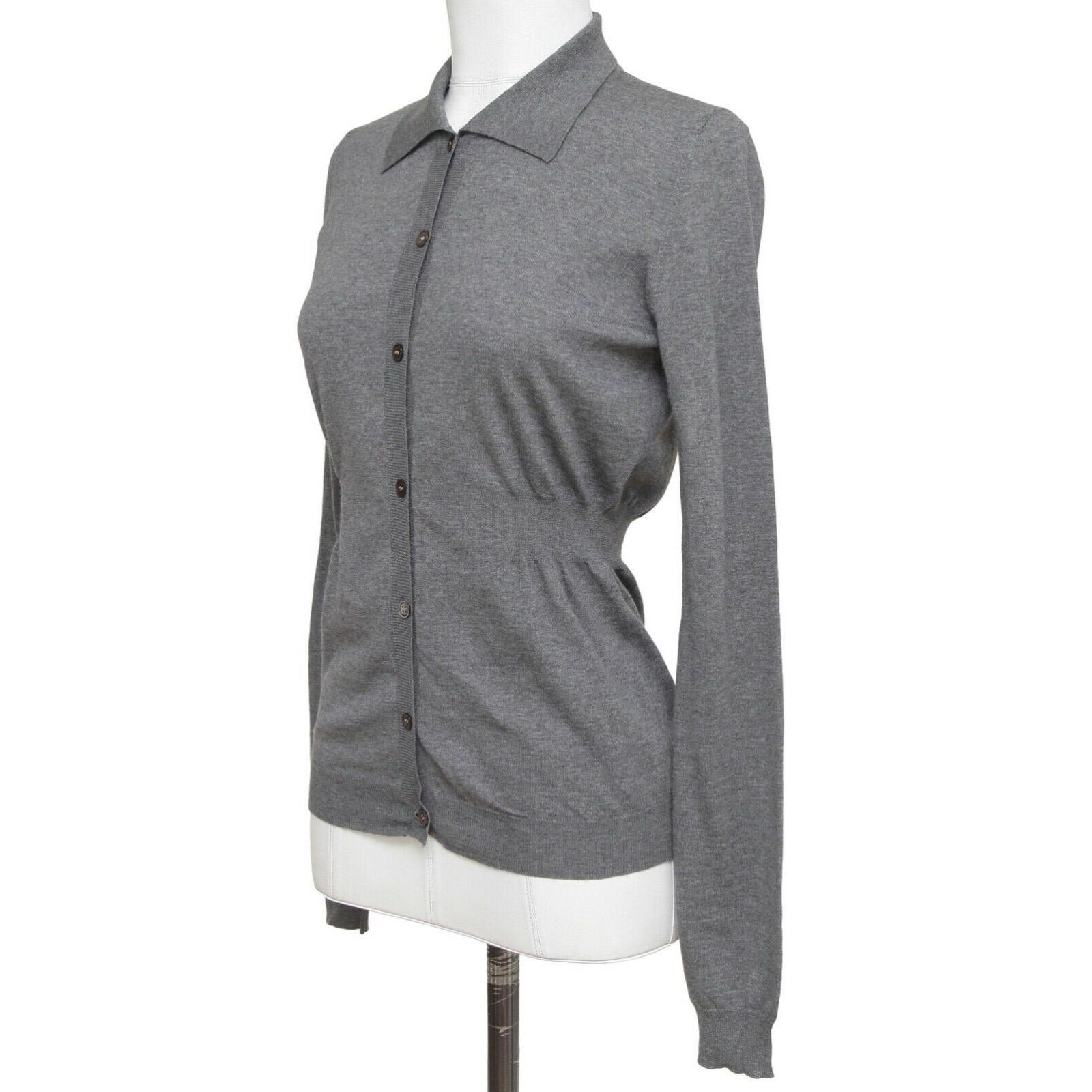Gray MARNI Sweater Cardigan Knit Top Grey Wool Collar Long Sleeve Button 36