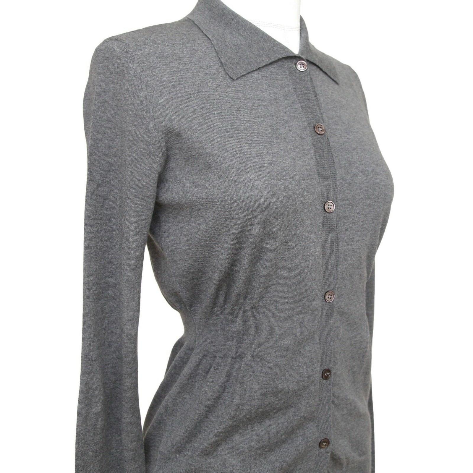 MARNI Sweater Cardigan Knit Top Grey Wool Collar Long Sleeve Button 36 In Excellent Condition In Hollywood, FL