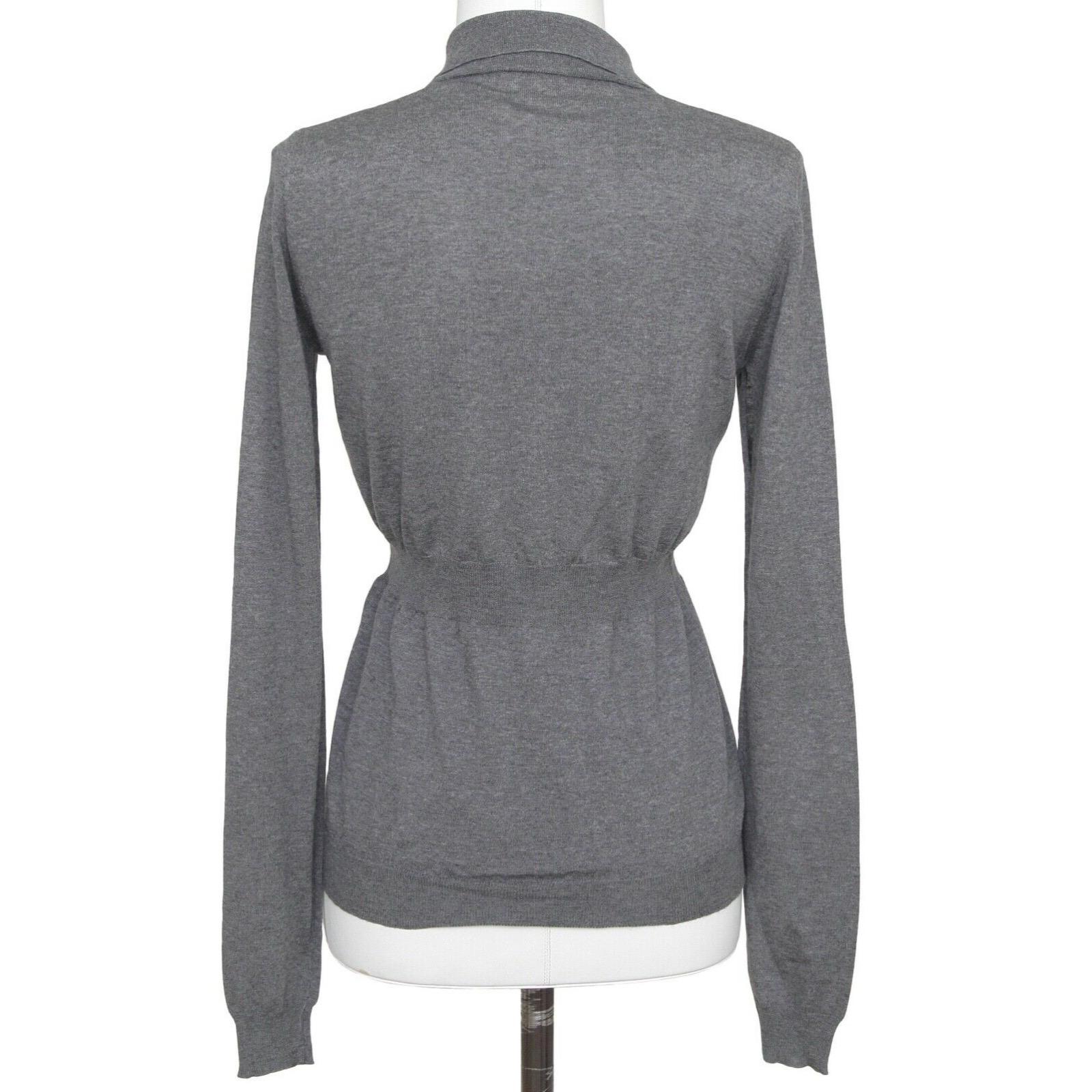 MARNI Sweater Cardigan Knit Top Grey Wool Collar Long Sleeve Button 36 1