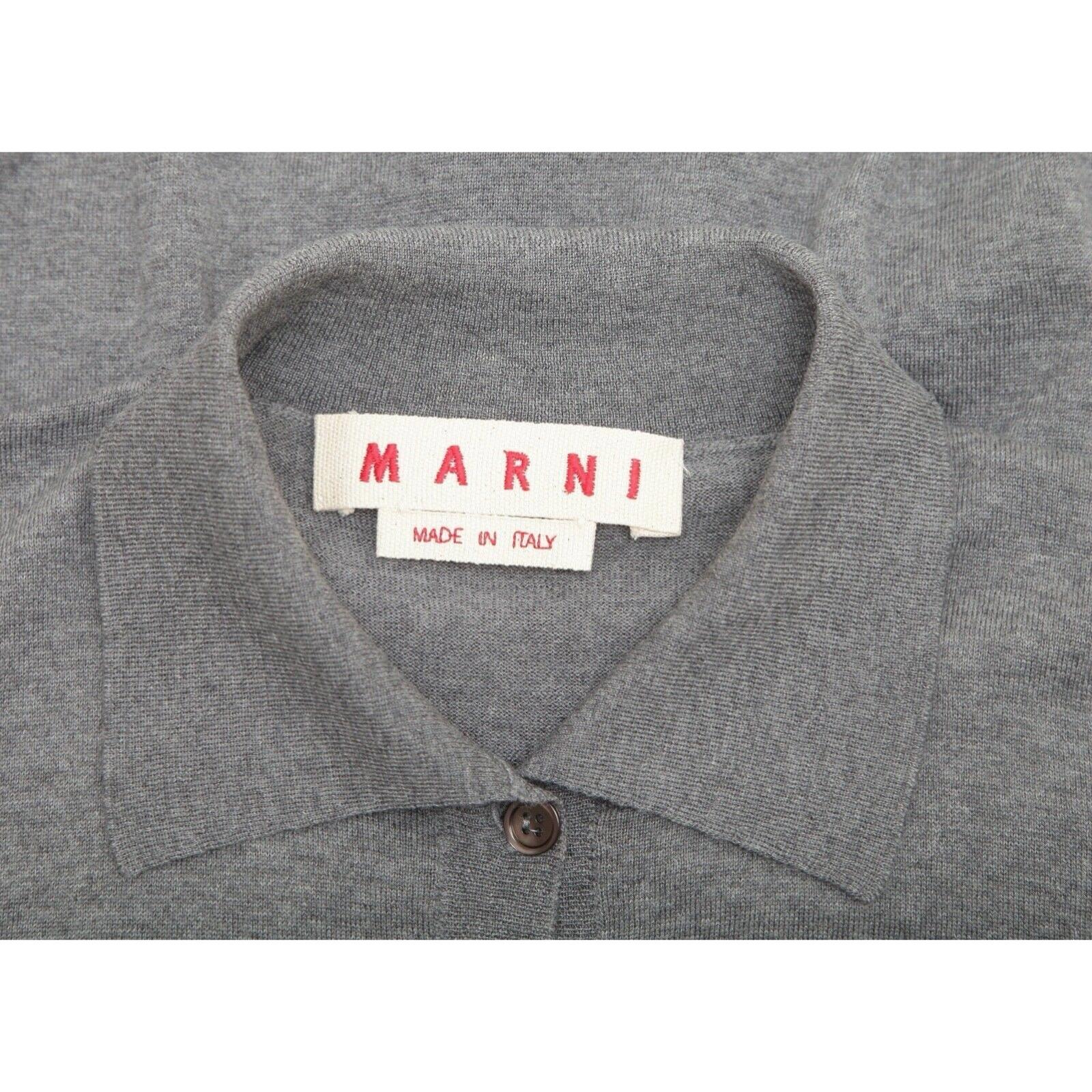 MARNI Sweater Cardigan Knit Top Grey Wool Collar Long Sleeve Button 36 2