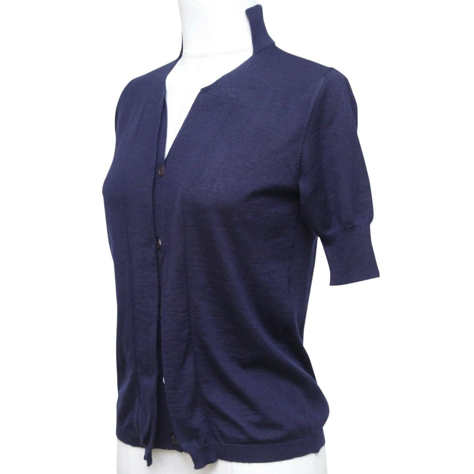 MARNI Cárdigan Suéter Punto Top Cachemira Azul Marino Cuello en V Manga Corta Sz 38 Negro en venta