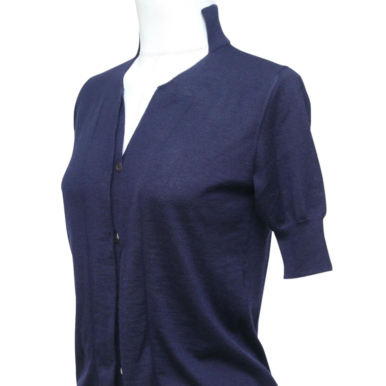 De las mujeres MARNI Cárdigan Suéter Punto Top Cachemira Azul Marino Cuello en V Manga Corta Sz 38 en venta