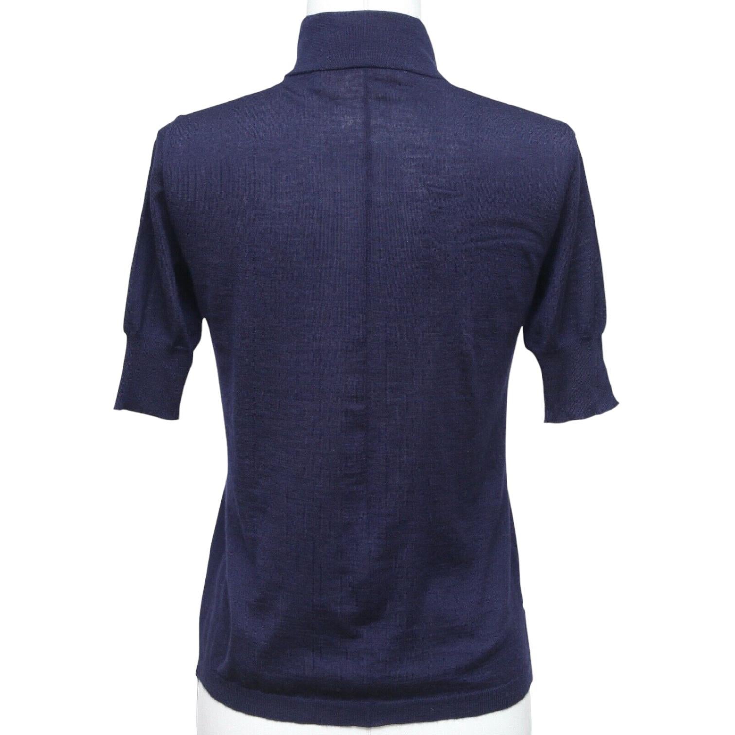 MARNI Cárdigan Suéter Punto Top Cachemira Azul Marino Cuello en V Manga Corta Sz 38 en venta 1