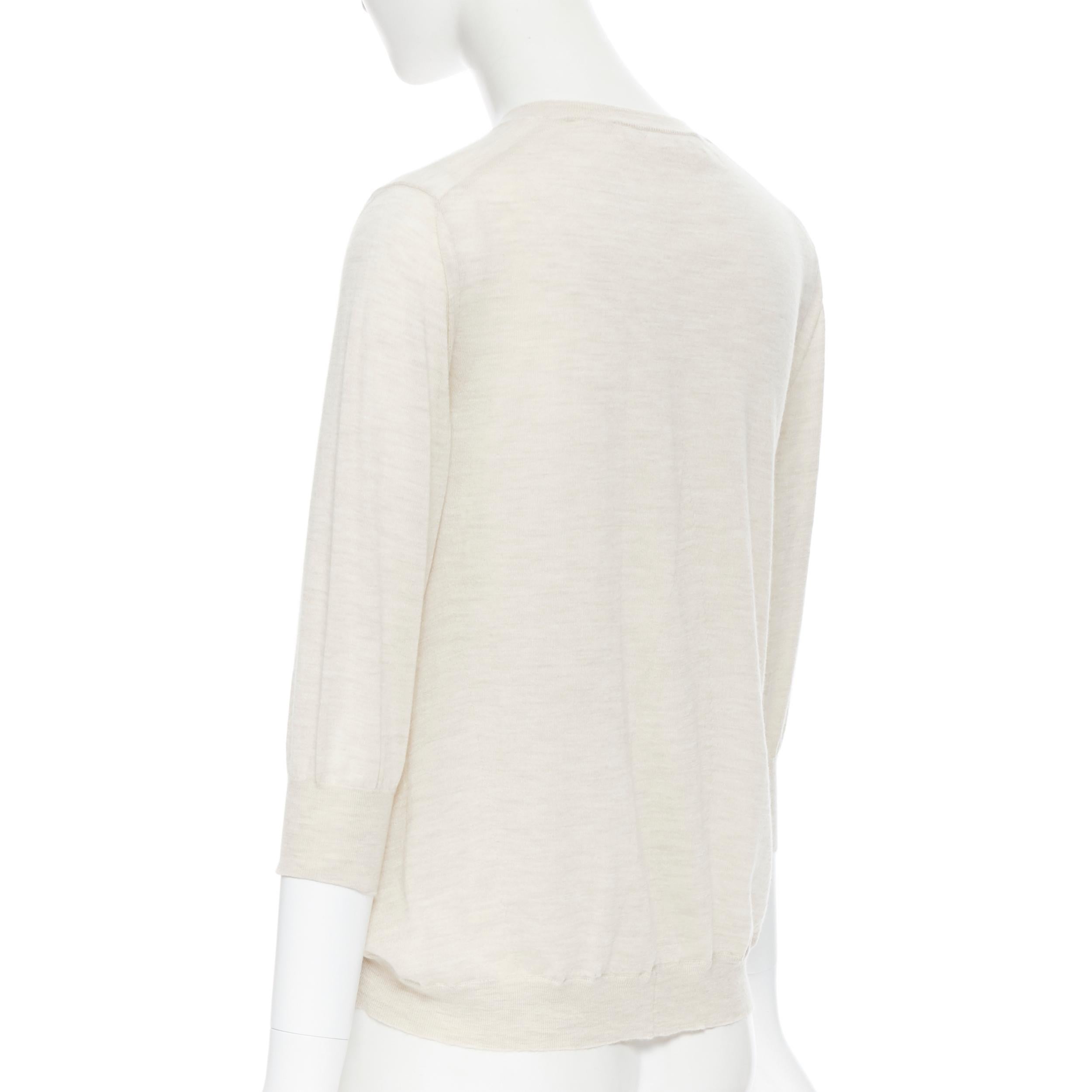 MARNI cashmere blend beige dual front pocket 3/4 sleeve sweater top IT38 XS In Excellent Condition In Hong Kong, NT