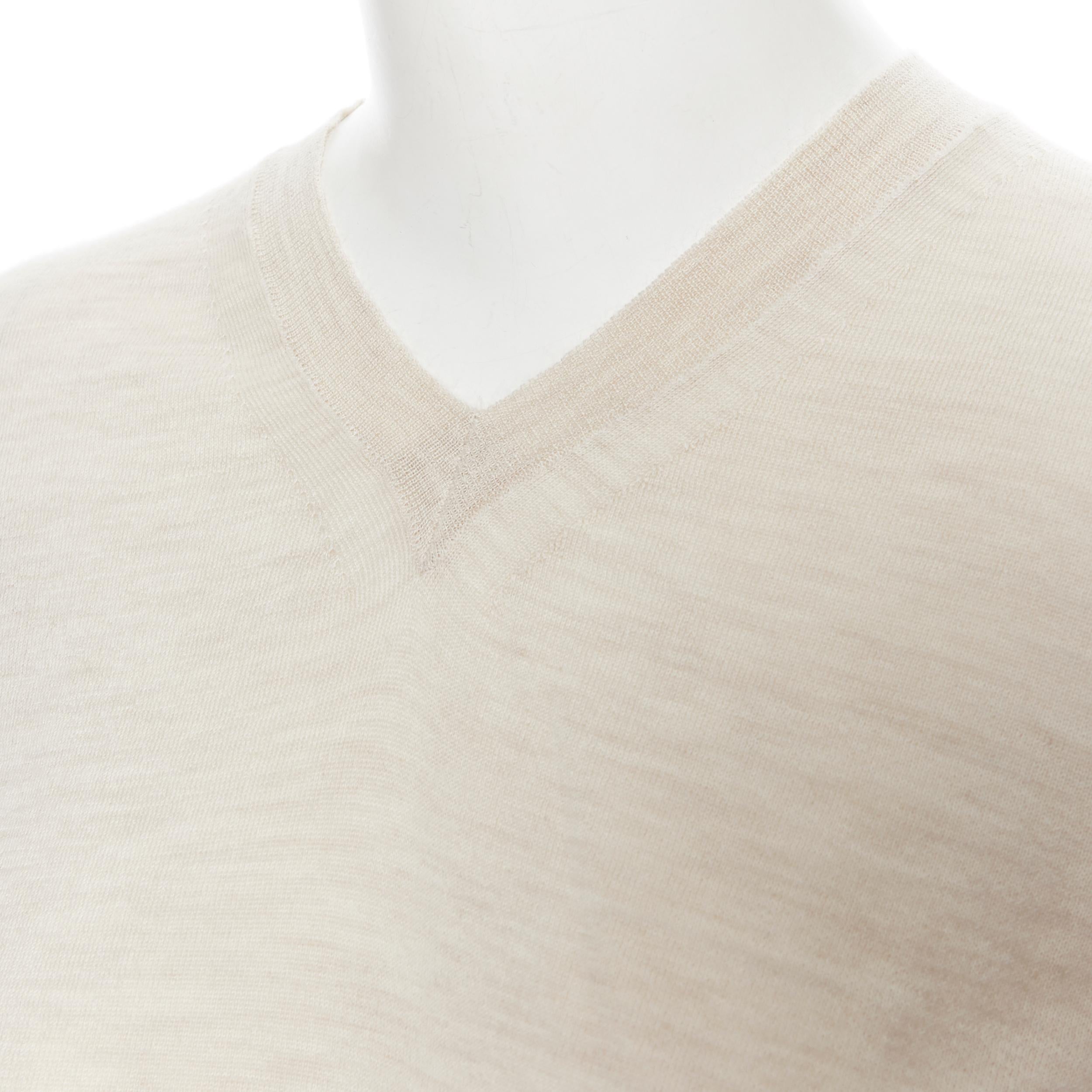Women's MARNI cashmere blend beige dual front pocket 3/4 sleeve sweater top IT38 XS