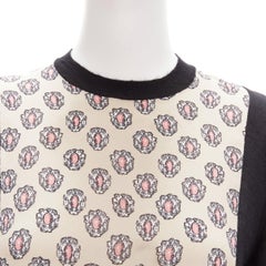 MARNI cachemira seda beige rosa joya panel estampado jersey negro IT40 S